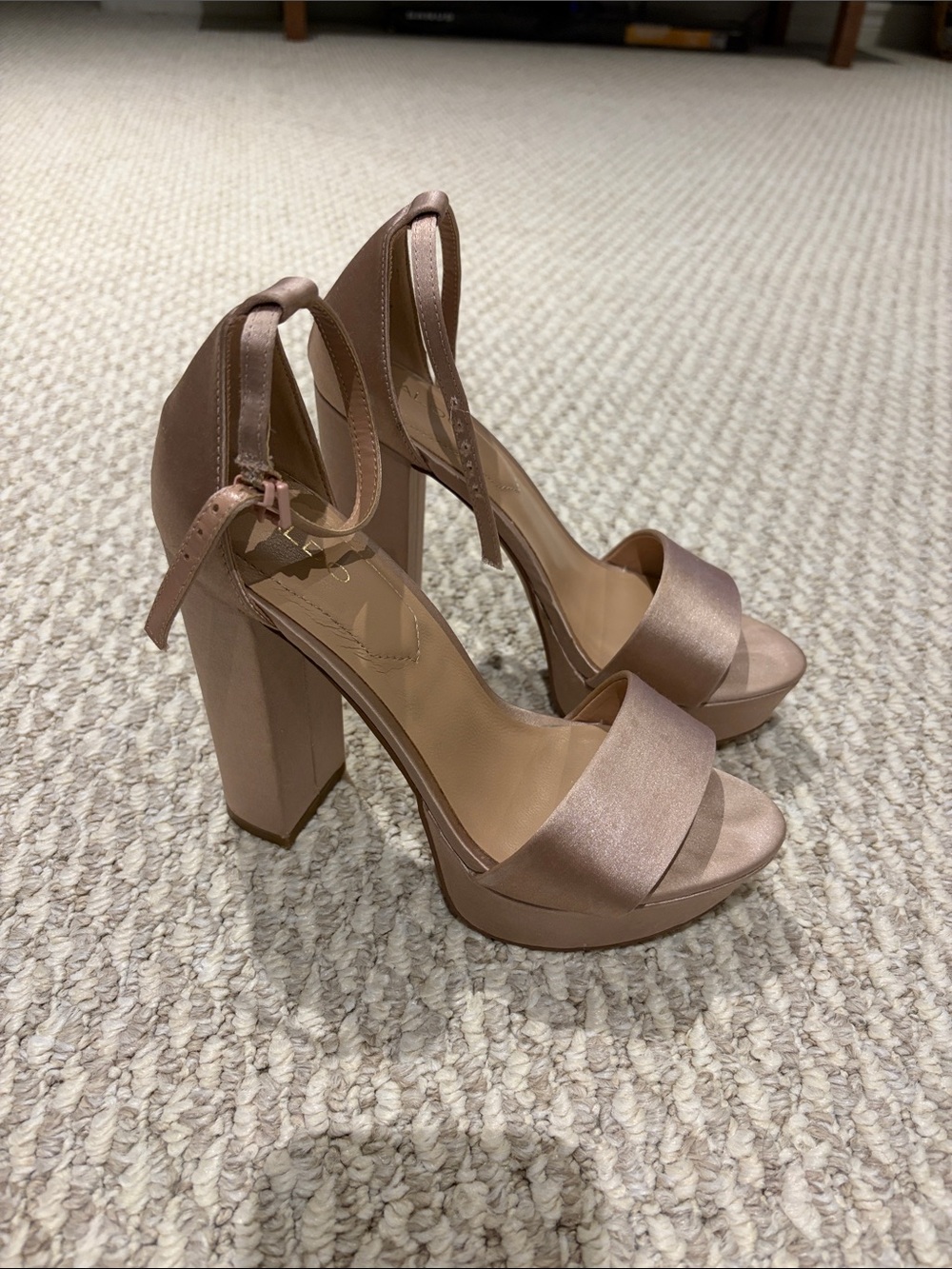 Aldo Satin Platform Block Heels in Rose
